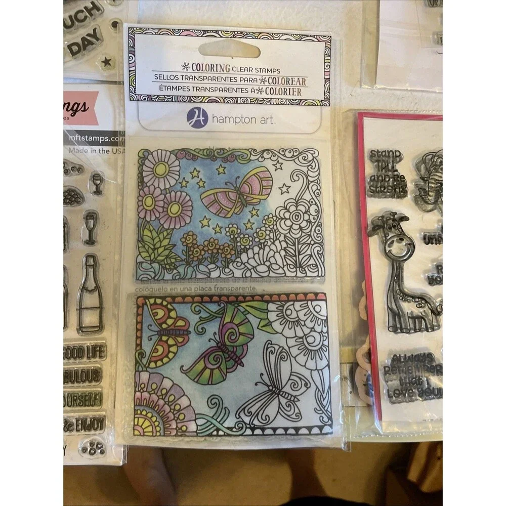 HUGE Mixed Lot of Clear Stamps For Crafting ANIMALS WORDS ETC